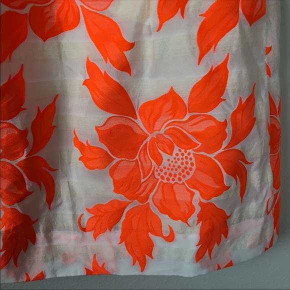 SOLD ❗️J Crew Flower Skirt Neon Orange White - Picture 2 of 6